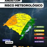 Tempestades com rajadas de vento intensas, granizo isolado e chuva forte atingem o RS nesta quinta-feira