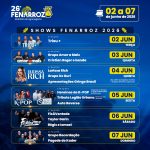26ª Fenarroz 2026 divulga programação oficial de shows