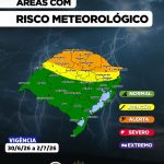 Restante da semana terá chuvas volumosas, granizo e ventos intensos no Estado